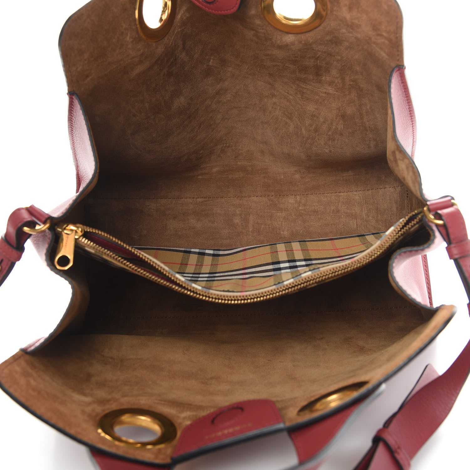 Burberry Smooth Calfskin Small Grommet Embossed Crest Bag Red 5 of 15