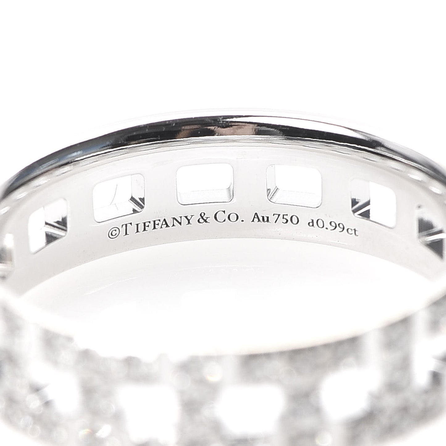 18K White Gold Diamond T True Wide Ring 58 8.5