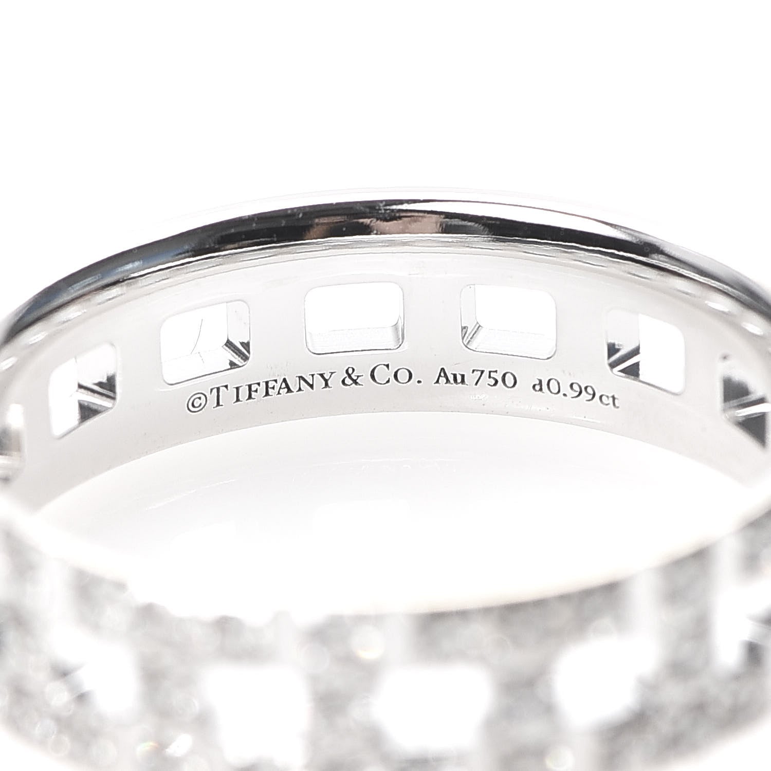 Tiffany 18K White Gold Diamond T True Wide Ring 58 8.5 4 of 5