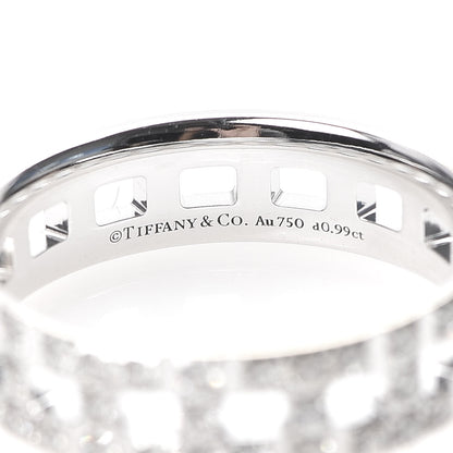 Tiffany 18K White Gold Diamond T True Wide Ring 58 8.5 4 of 5