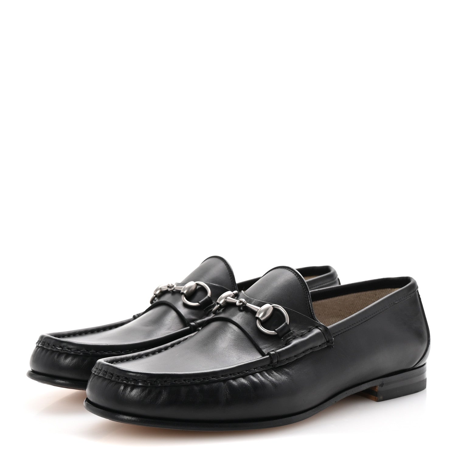 Gucci Betis Glamour Calfskin Horsebit Mens Jordaan Loafers 9 Black 4 of 9