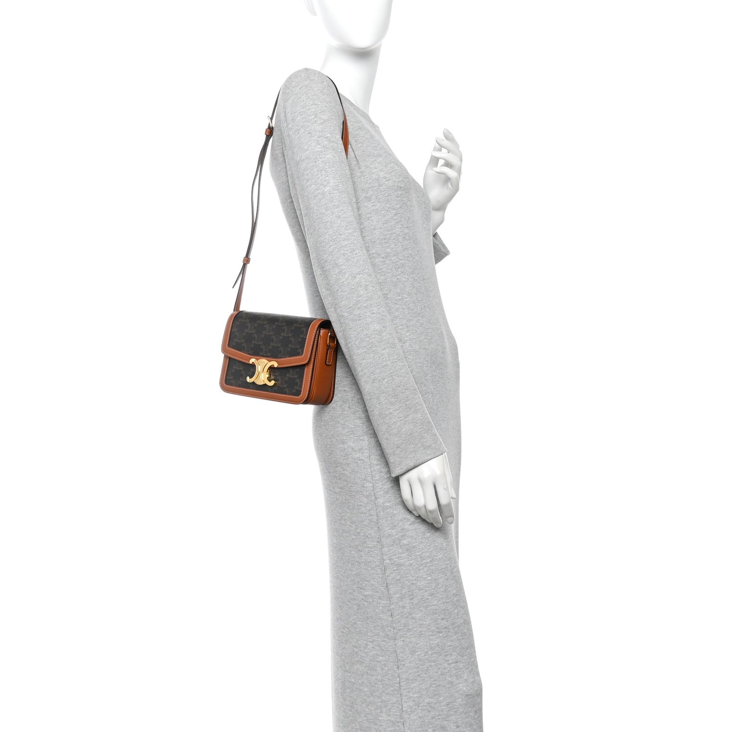 Calfskin Triomphe Canvas Teen Triomphe Bag Tan
