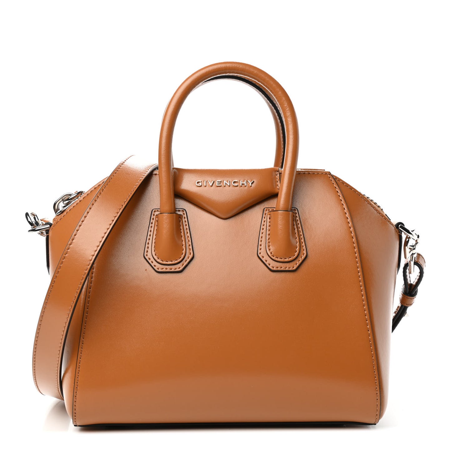 Shiny Lord Calfskin Mini Antigona Camel