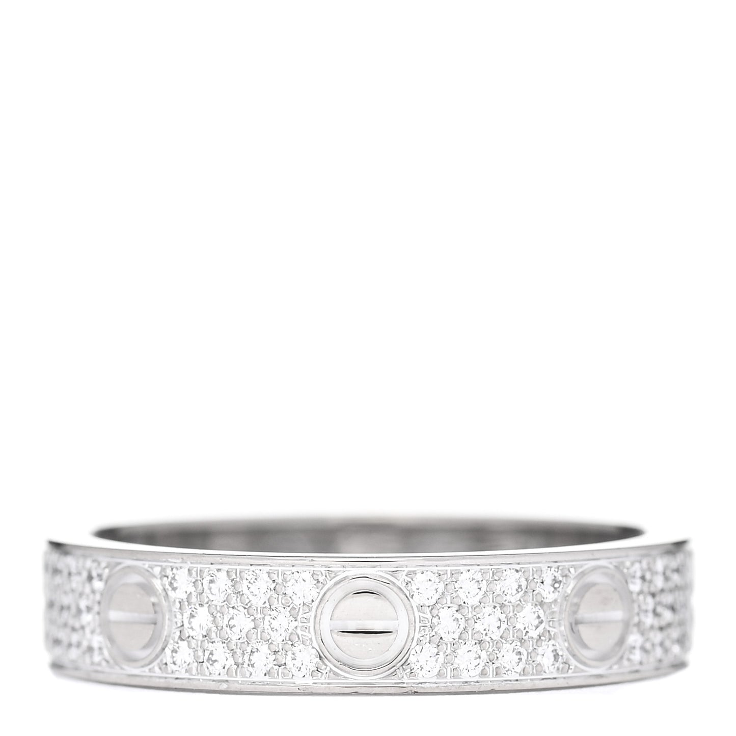 18K White Gold Diamond 4mm LOVE Wedding Paved Band Ring 52 6