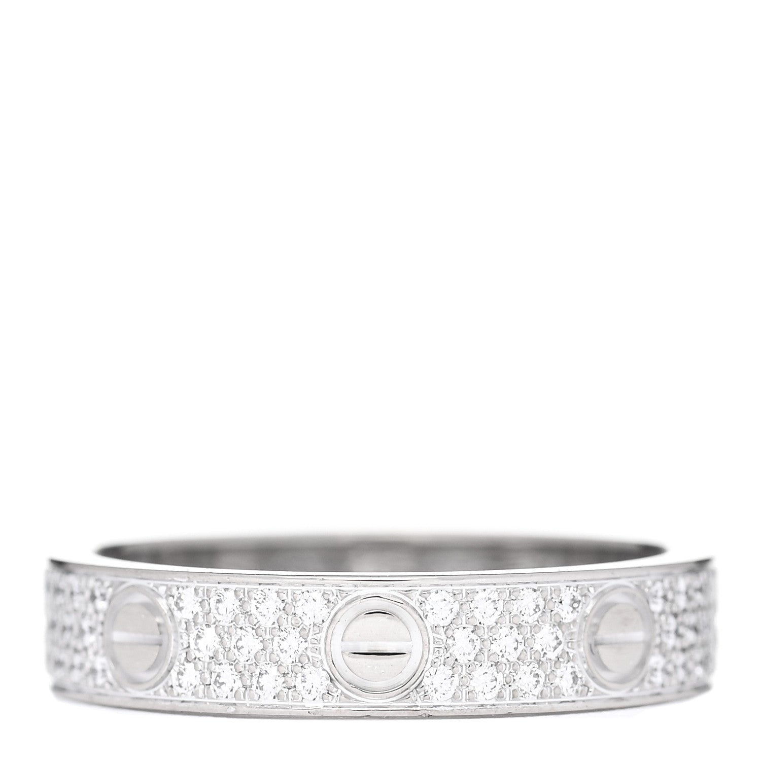 Cartier 18K White Gold Diamond 4mm LOVE Wedding Paved Band Ring 52 6 1 of 5