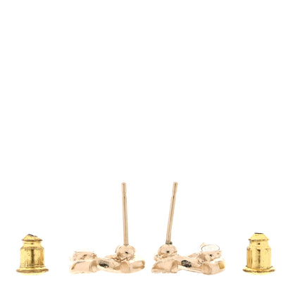 Chanel Textured Metal Crystal CC Earrings Gold 3 of 5