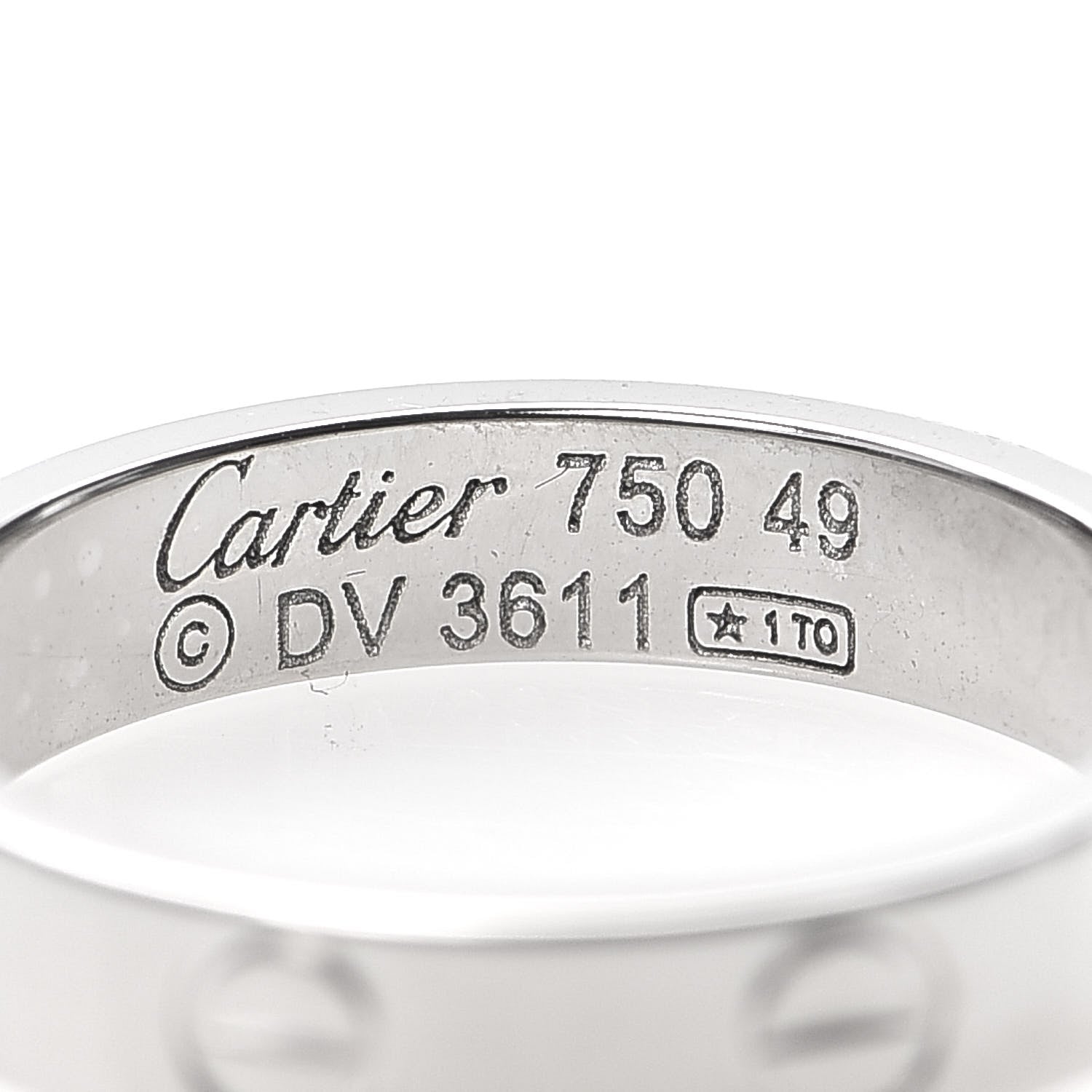 Cartier 18K White Gold 3.5mm LOVE Wedding Band Ring 49 4.75 4 of 4
