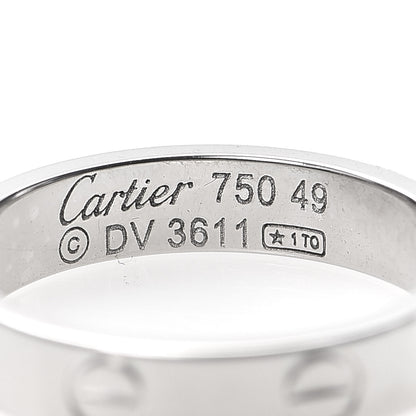 Cartier 18K White Gold 3.5mm LOVE Wedding Band Ring 49 4.75 4 of 4