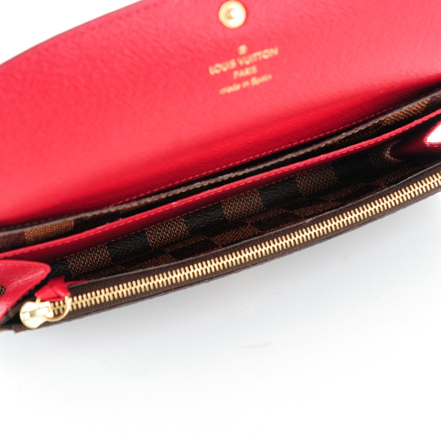 Damier Ebene Emilie Wallet Red
