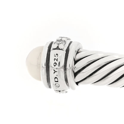 David Yurman Sterling Silver Diamond Cultured Pearl 4mm Cable Classics Bracelet 3 of 4