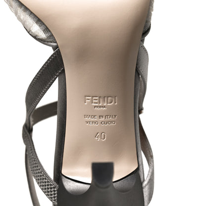 Fendi Tulle Satin Colibri Lite 85mm Slingback Pumps 40 Brina Graphite Ghiaia 9 of 10