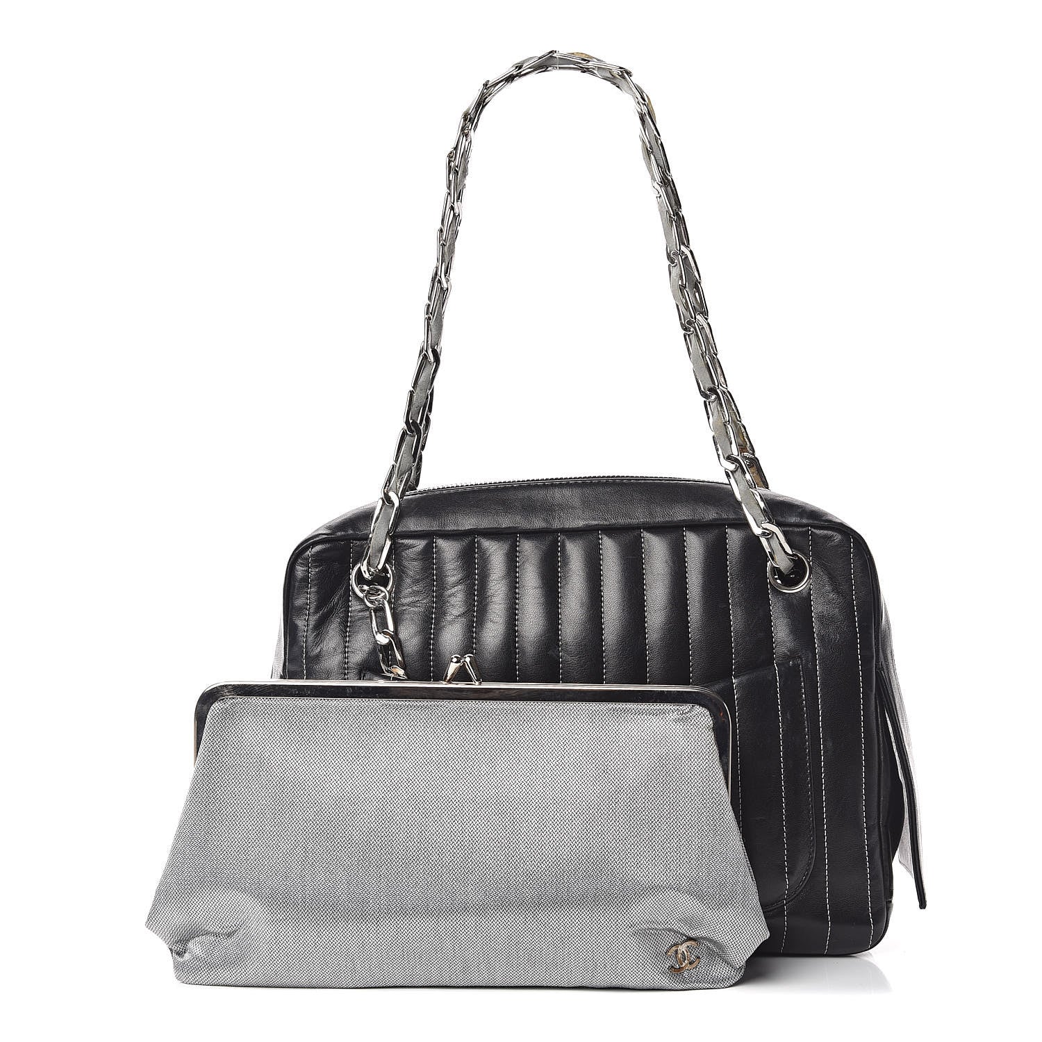 Chanel Lambskin Vertical Quilted Mademoiselle Camera Case Black 1 of 14