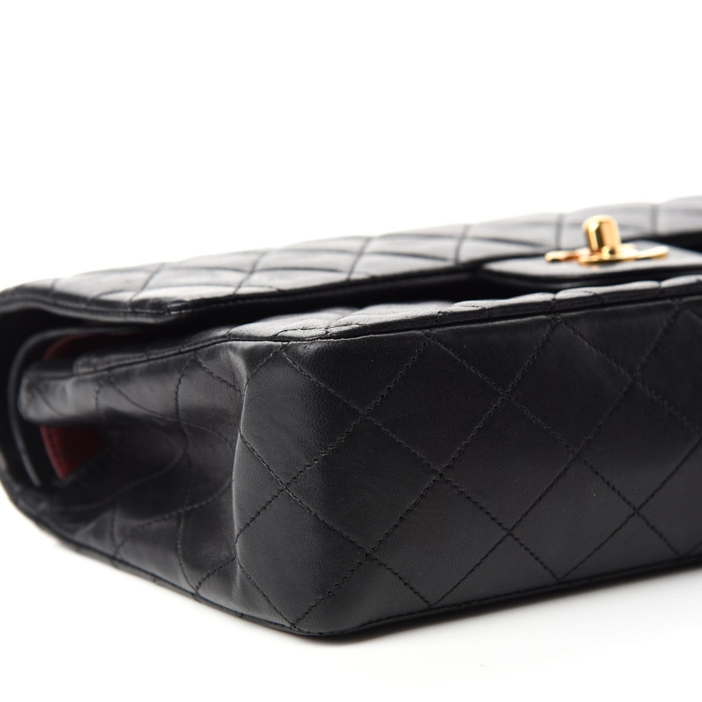 Lambskin Quilted Medium Double Flap Black