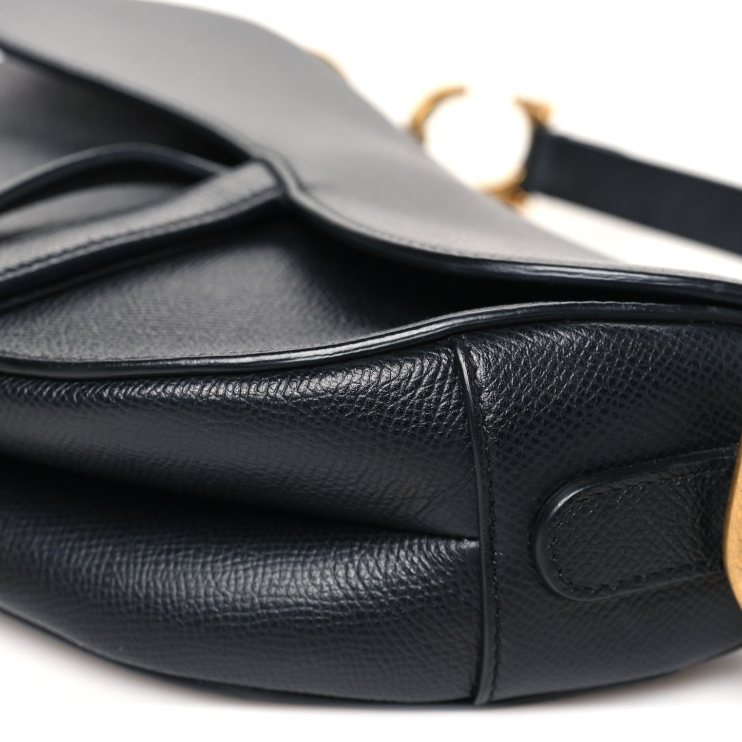 Grained Calfskin Saddle Bag Black