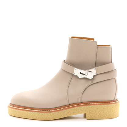 Hermes Calfskin History Ankle Boots 38 Beige Mastic 1 of 9