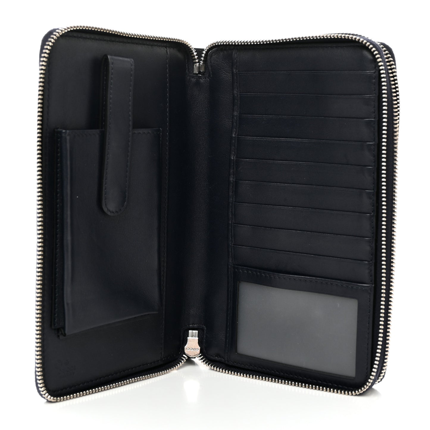 Microguccissima Zip Around Top Handle Travel Wallet Navy