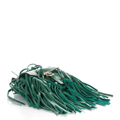 Valentino Garavani Pebbled Calfskin Small C Rockee Fringe Shoulder Bag Light Emerald 4 of 7