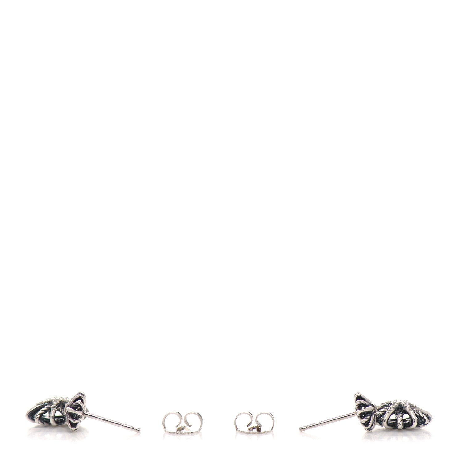 David Yurman Sterling Silver Diamond Starburst Double Drop Earrings 3 of 6