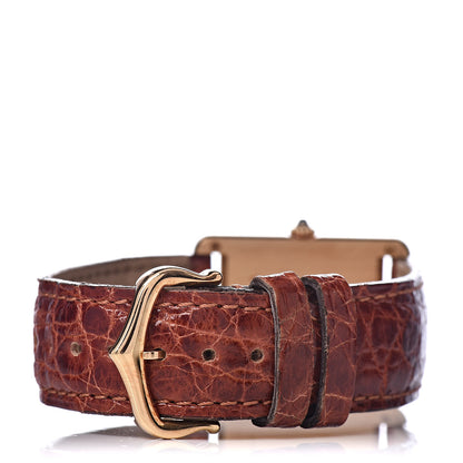 Cartier 18K Yellow Gold Alligator 24mm Tank Solo Quartz Watch Brown 5 of 10