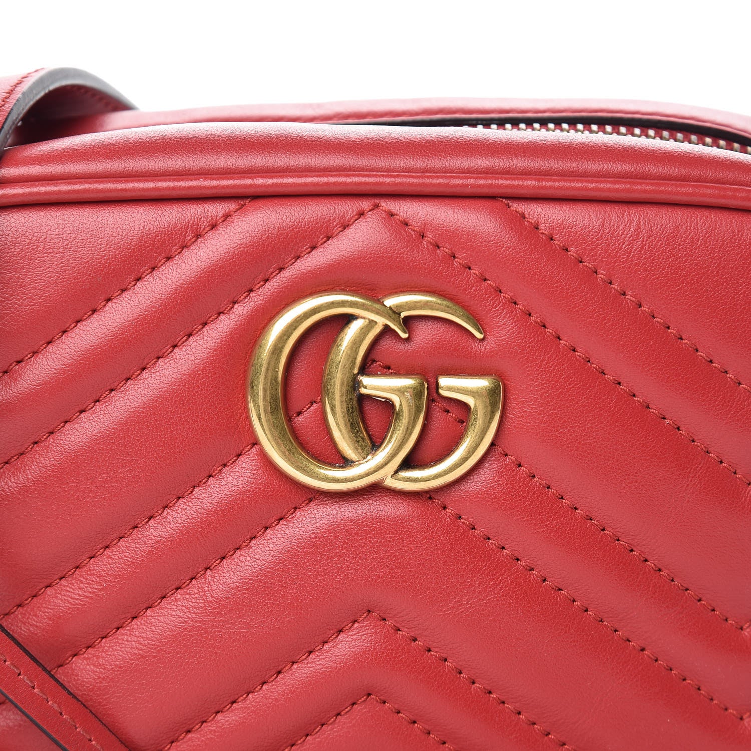 Gucci Calfskin Matelasse Mini GG Marmont Chain Shoulder Bag Hibiscus Red 8 of 11
