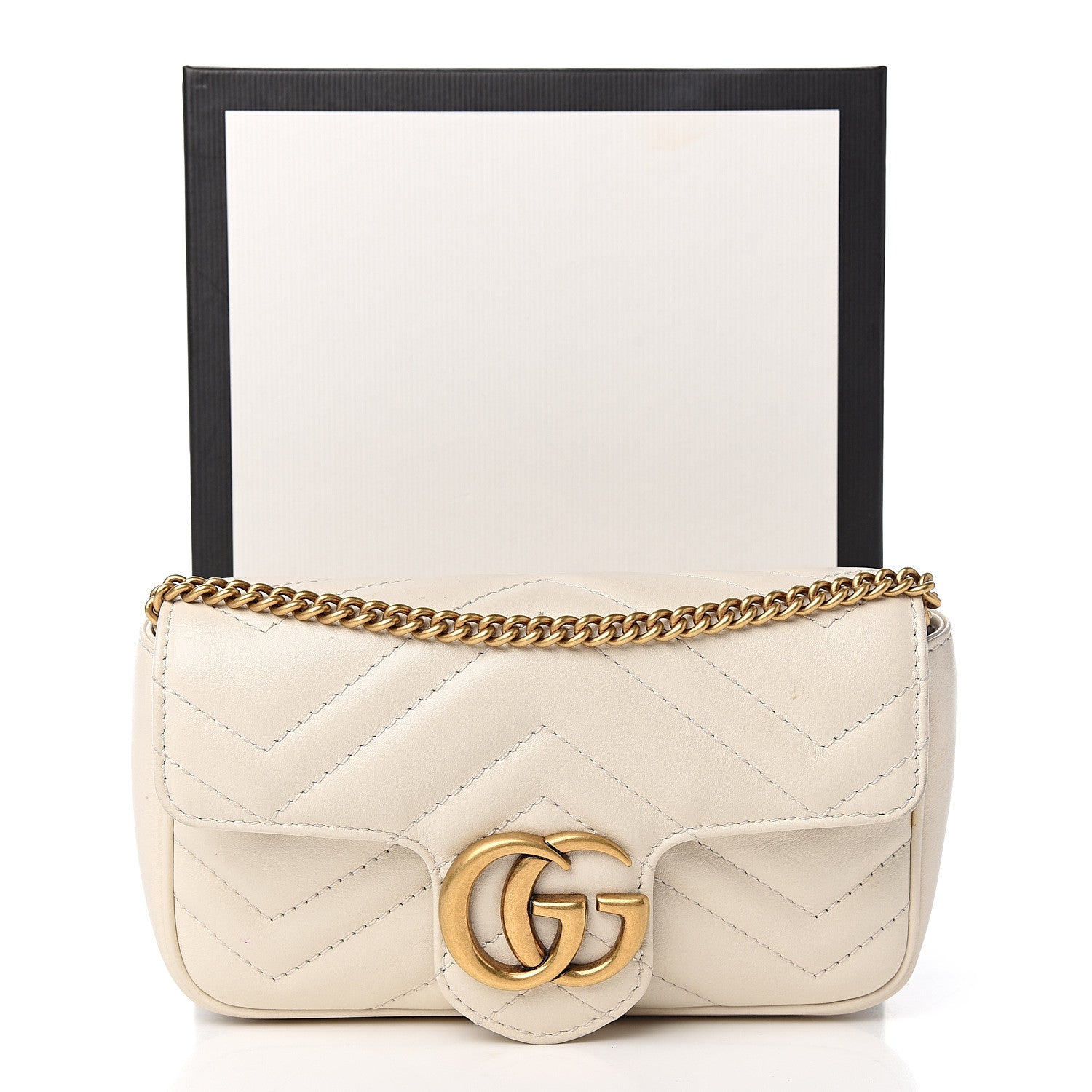 Gucci Calfskin Matelasse Super Mini GG Marmont Shoulder Bag White 11 of 11