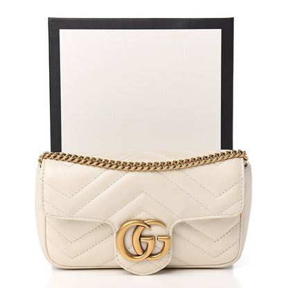 Gucci Calfskin Matelasse Super Mini GG Marmont Shoulder Bag White 11 of 11