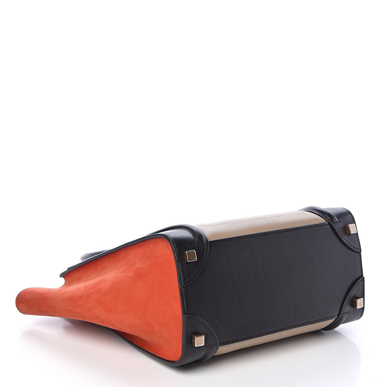 Celine Drummed Calfskin Nubuck Tri-color Micro Luggage Natural 4 of 9