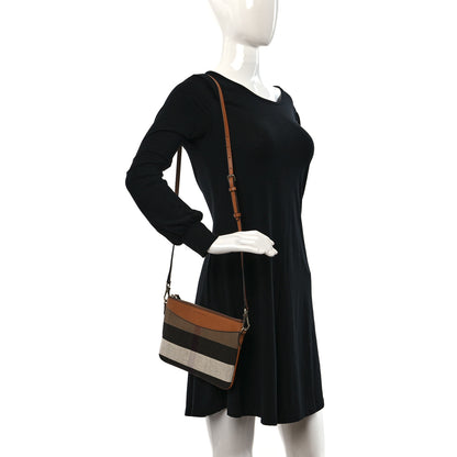 Burberry Mega Check Peyton Crossbody Clutch Bag Saddle Brown 3 of 8