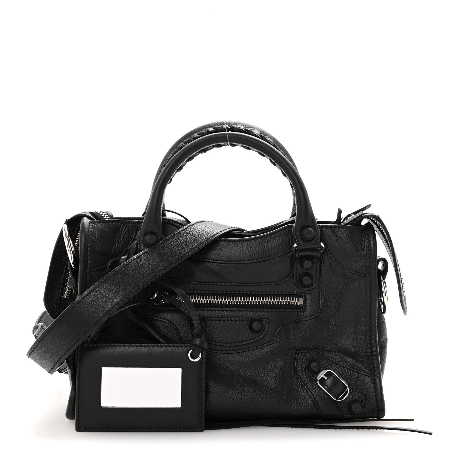 Balenciaga Matte Goatskin Rubber Covered Classic Hardware Mini City Black 3 of 11