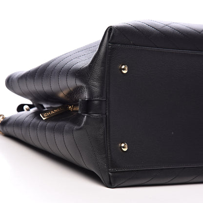 Chanel Calfskin Stitched Large Chevron Chic Shopping Bag Black 18 of 26