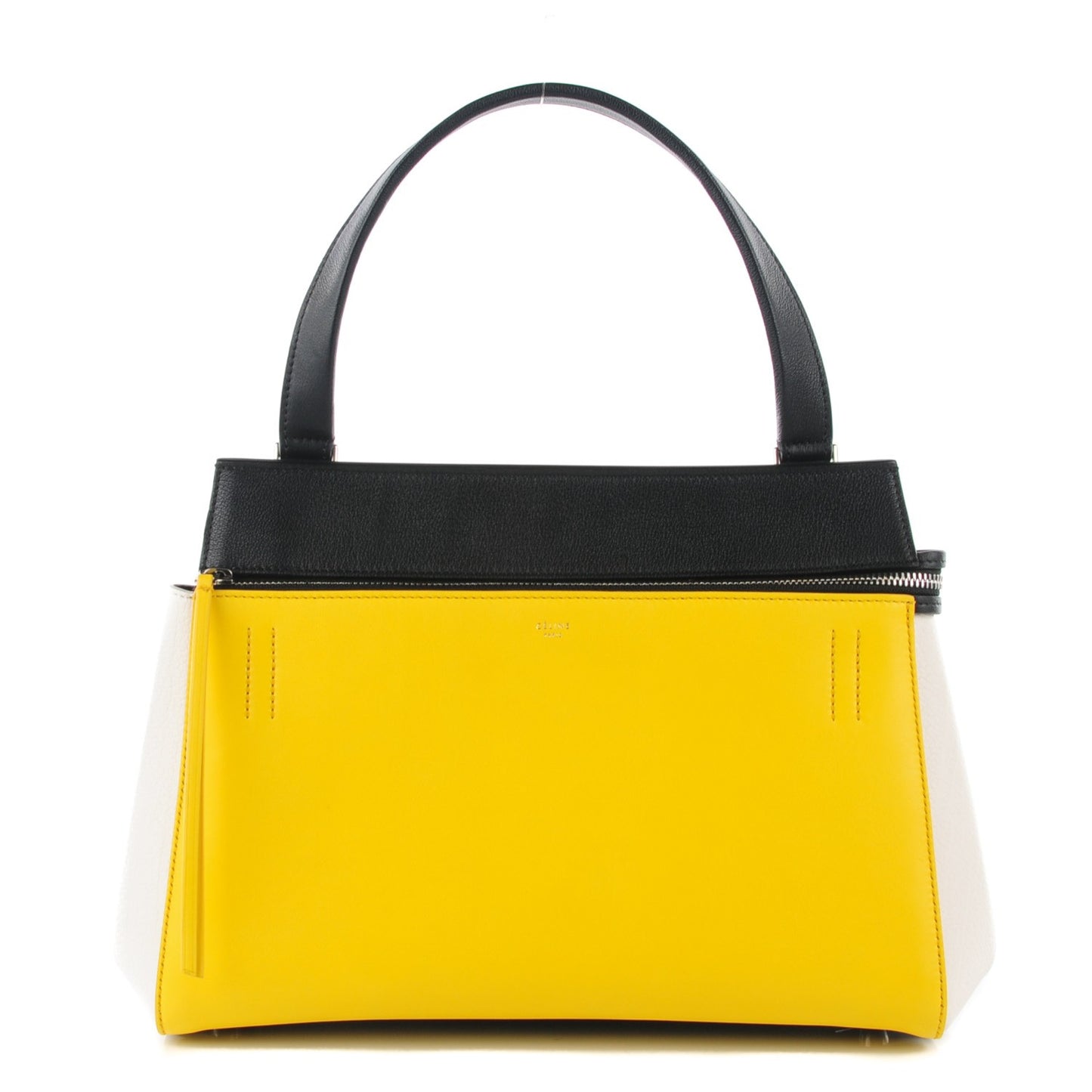 Smooth Calfskin Small Tri-Color Edge Shoulder Bag Yellow