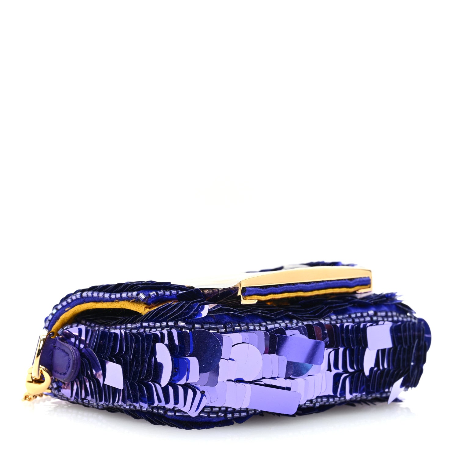 Fendi Sequin Paillettes Shiny Nappa Sex and the City Nano Maxi Buckle Baguette Charm Viola Purple 3 of 10