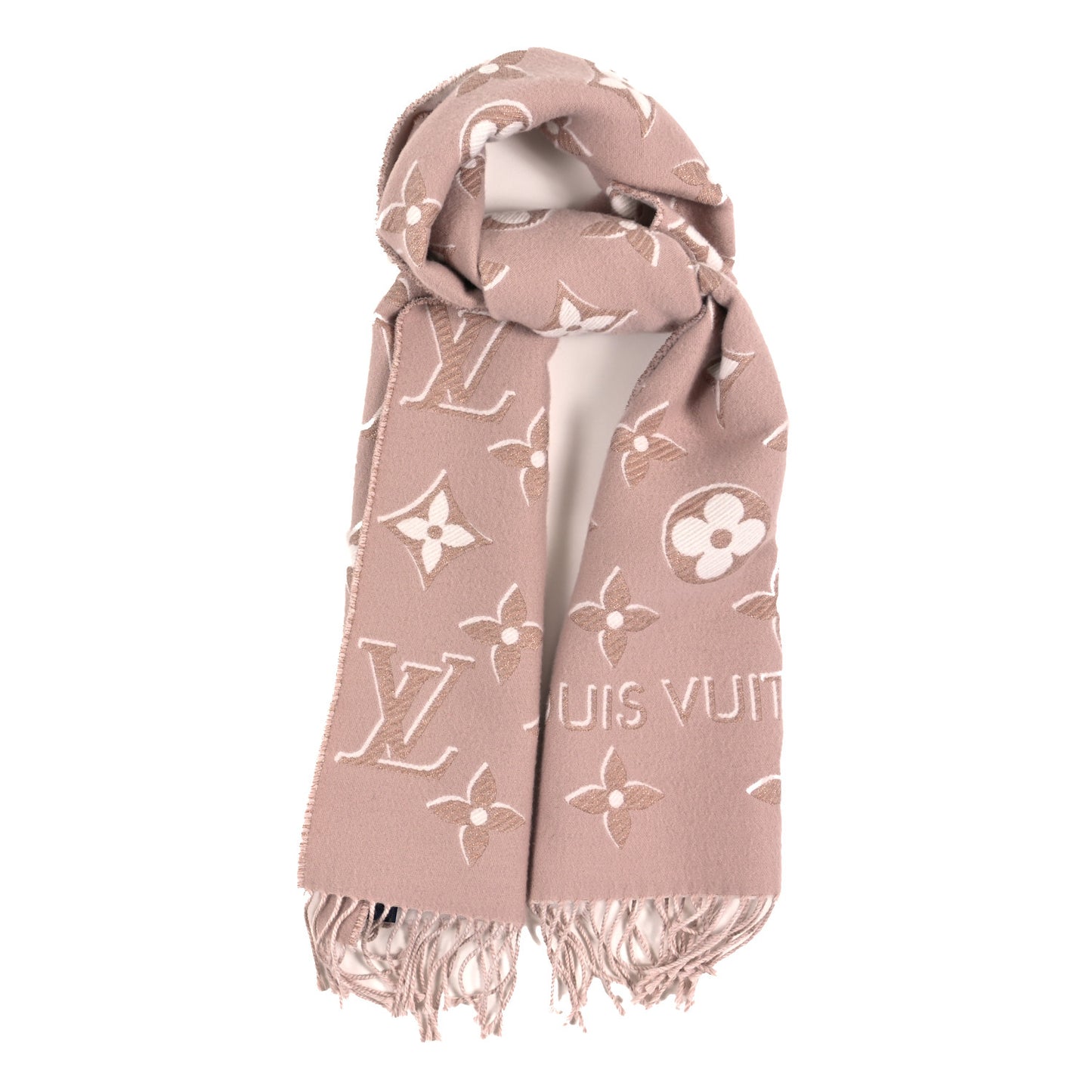 Cashmere Wool Oversized Monogram The Ultimate Shine Scarf Beige