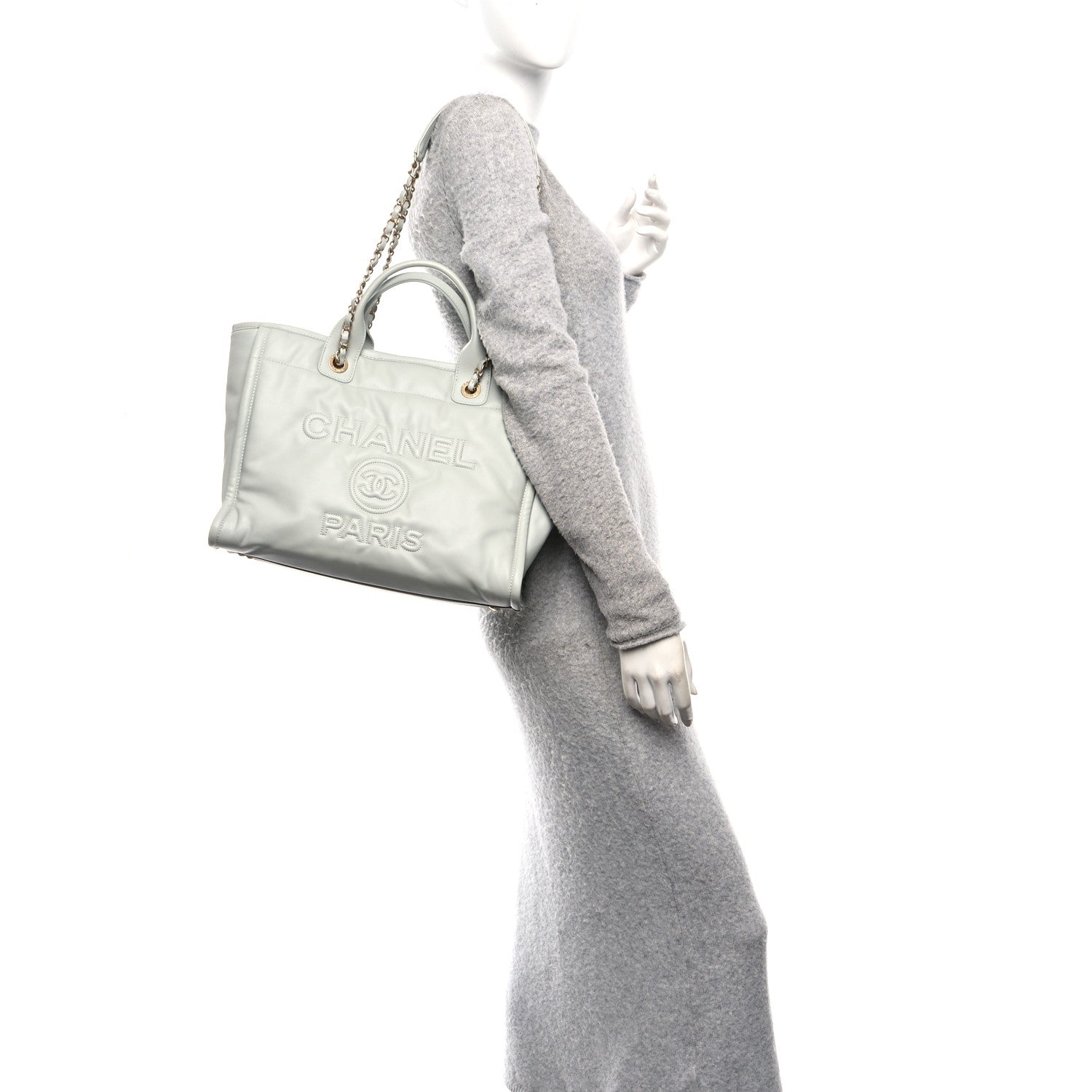 Chanel Calfskin Small Deauville Tote Light Grey 2 of 11