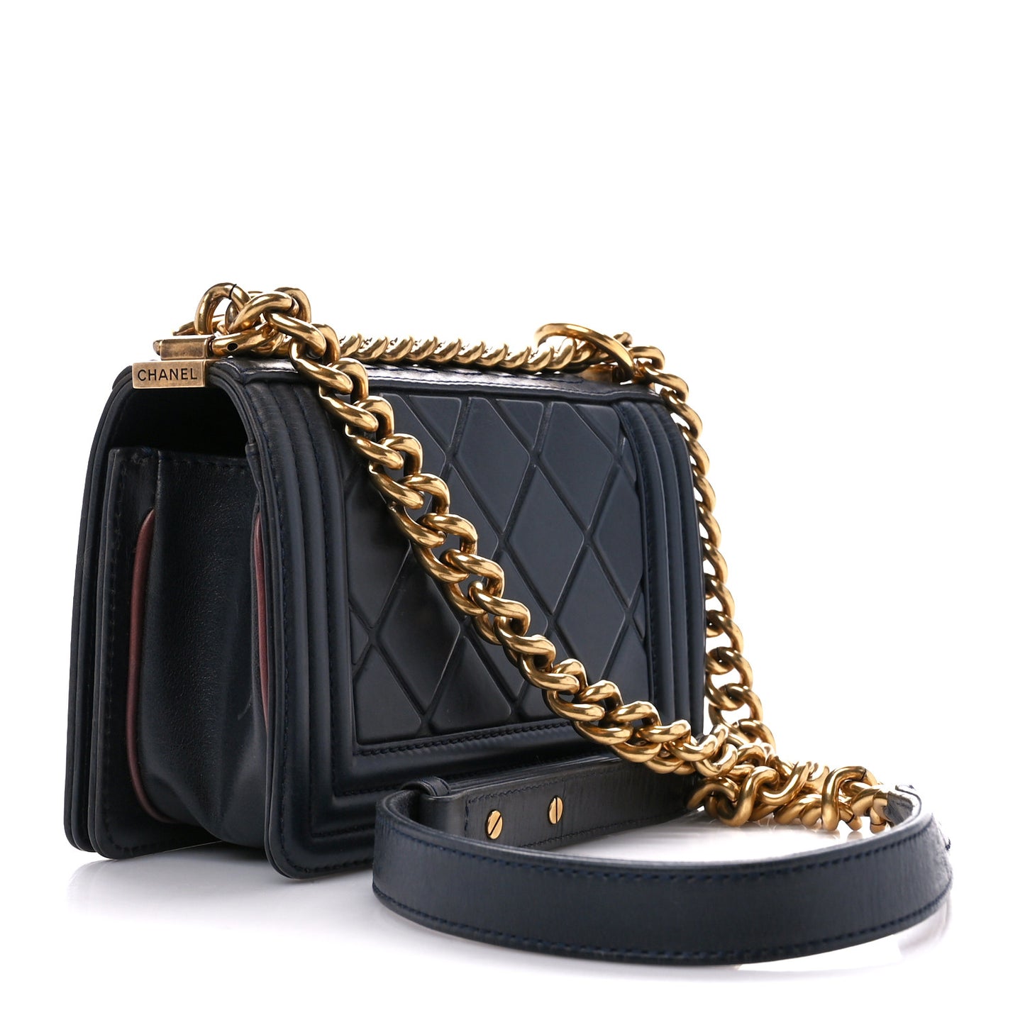 Calfskin Embossed Small Paris Salzburg Boy Flap Navy