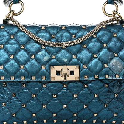 Valentino Garavani Metallic Nappa Medium Rockstud Spike Shoulder Bag Cerulean 7 of 11