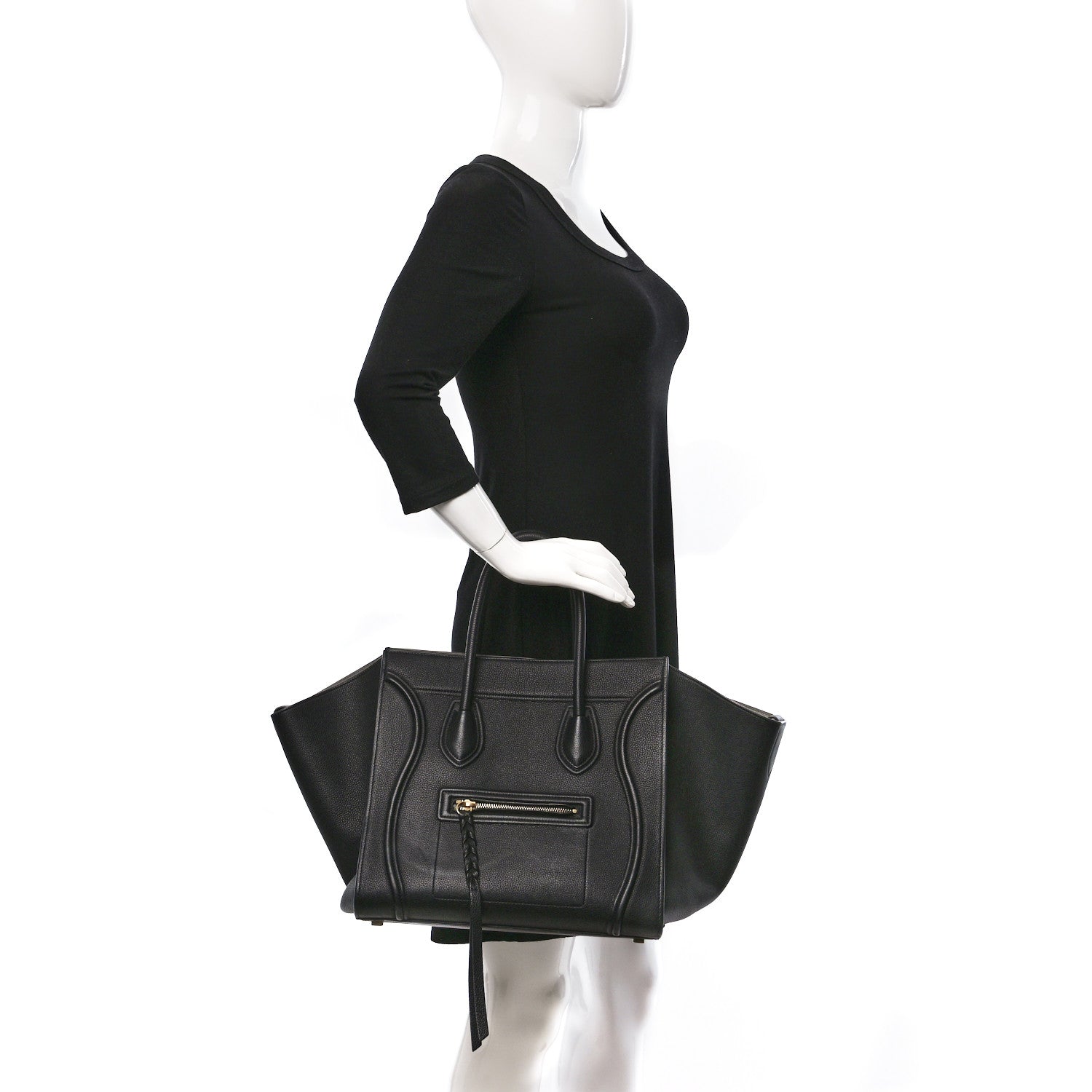 Celine Supple Calfskin Medium Phantom Luggage Black 2 of 14