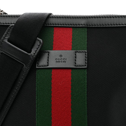 Gucci Techno Canvas Selleria Calfskin Web Small Flat Messenger Bag Black 8 of 10