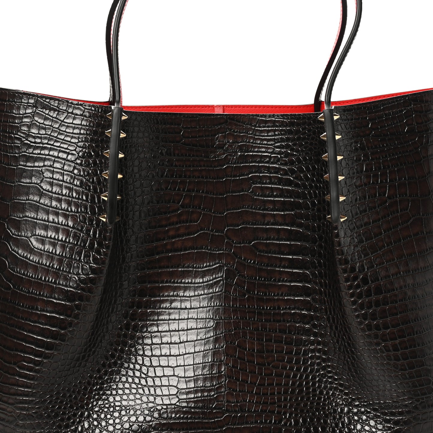 Calfskin Crocodile Embossed Spikes Large Cabarock Espresso