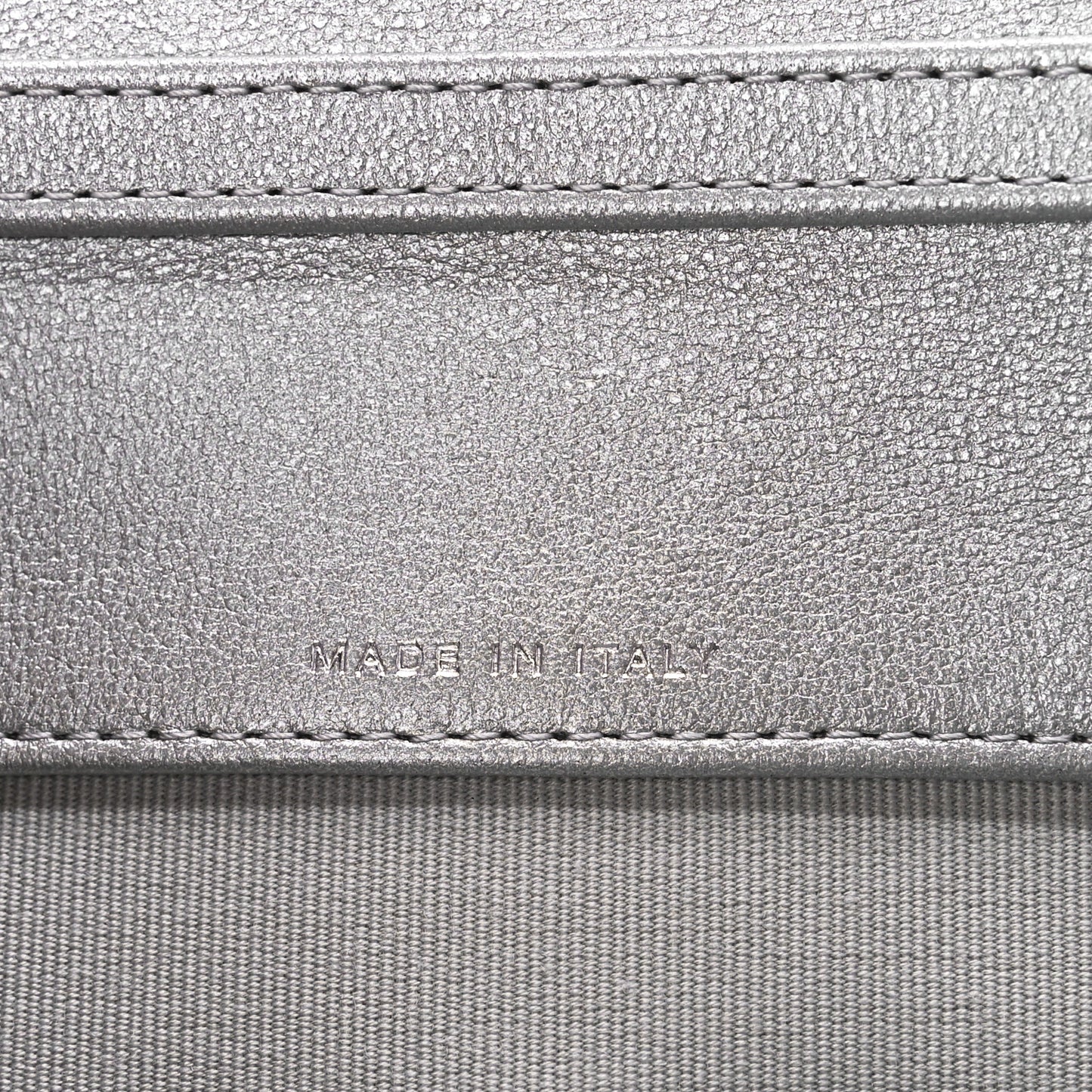 Iridescent Mirror Goatskin Quilted Clutch With Chain Silver