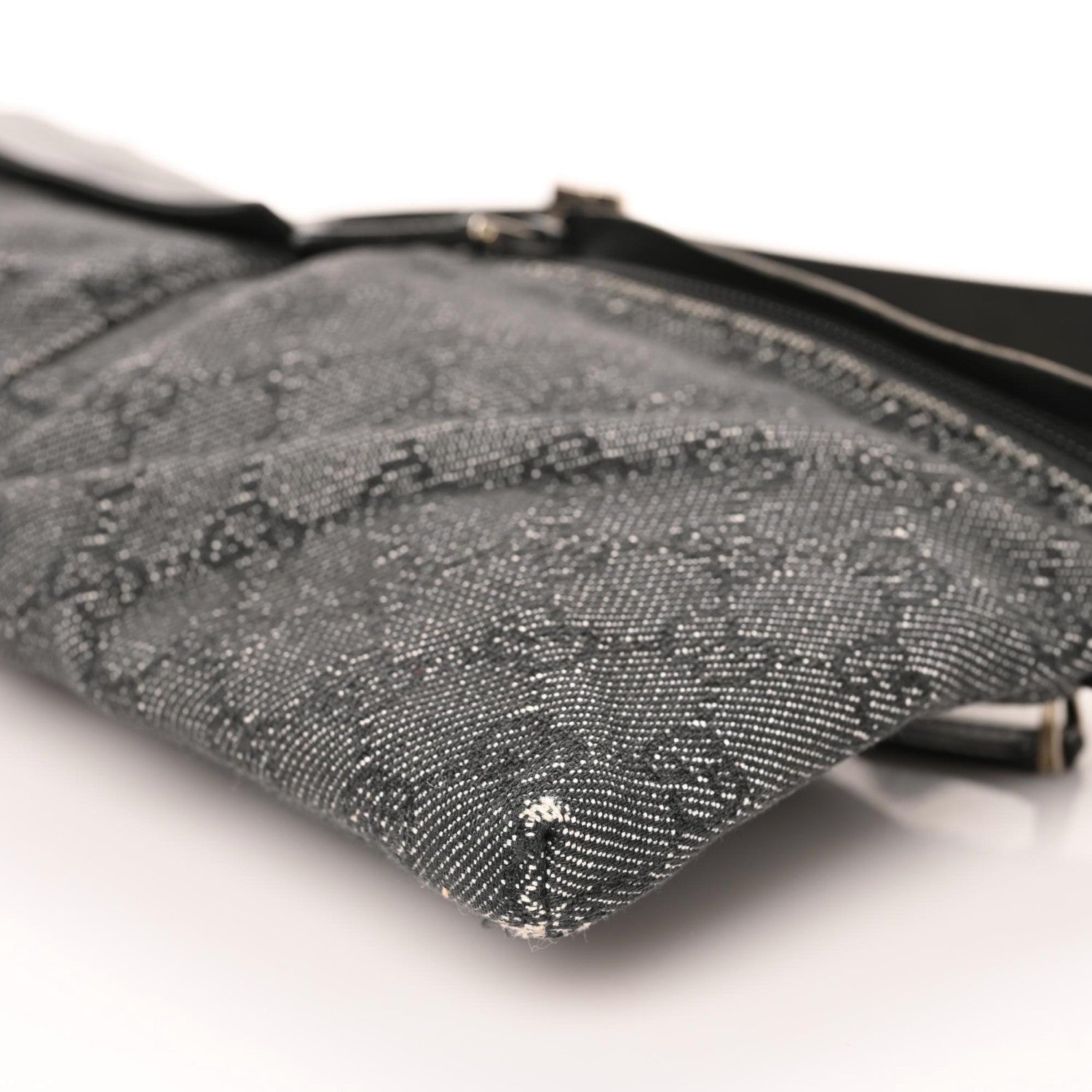 Gucci Denim Monogram Double Pocket Belt Bag Black 9 of 12