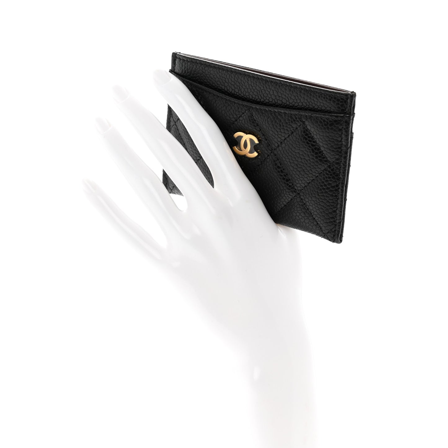 Caviar Quilted Card Holder Black