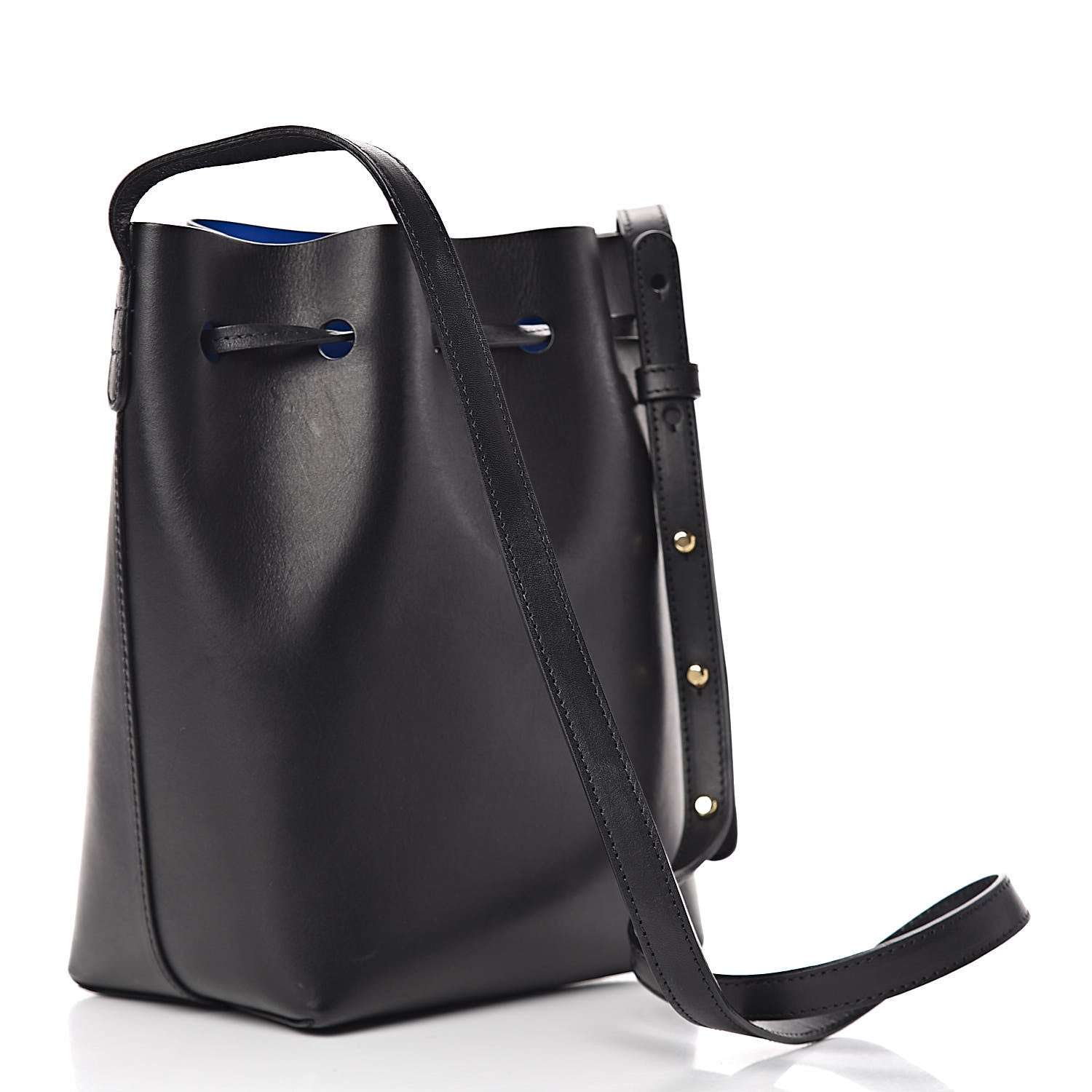 Mansur Gavriel Calfskin Mini Bucket Bag Black Royal Blu 3 of 10