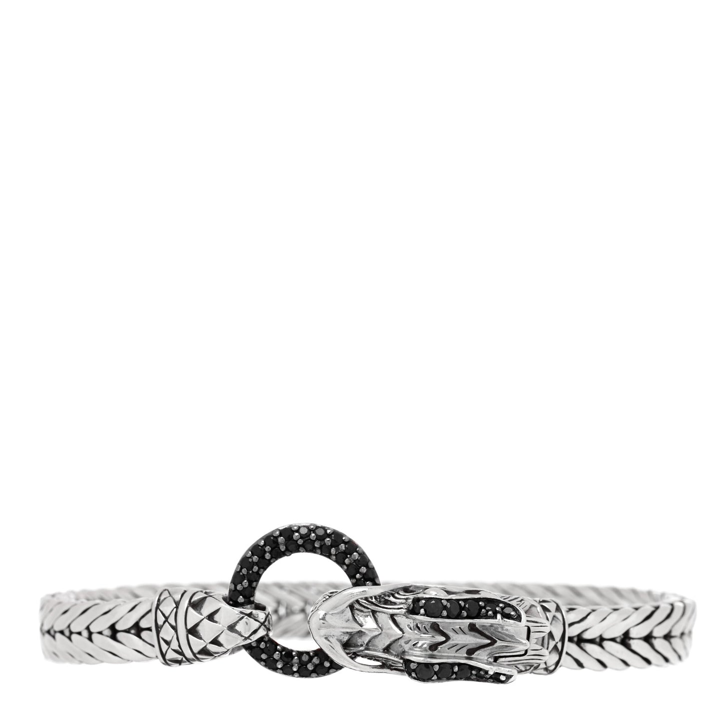 Sterling Silver Black Sapphire Black Spinel Naga Dragon Head Bracelet