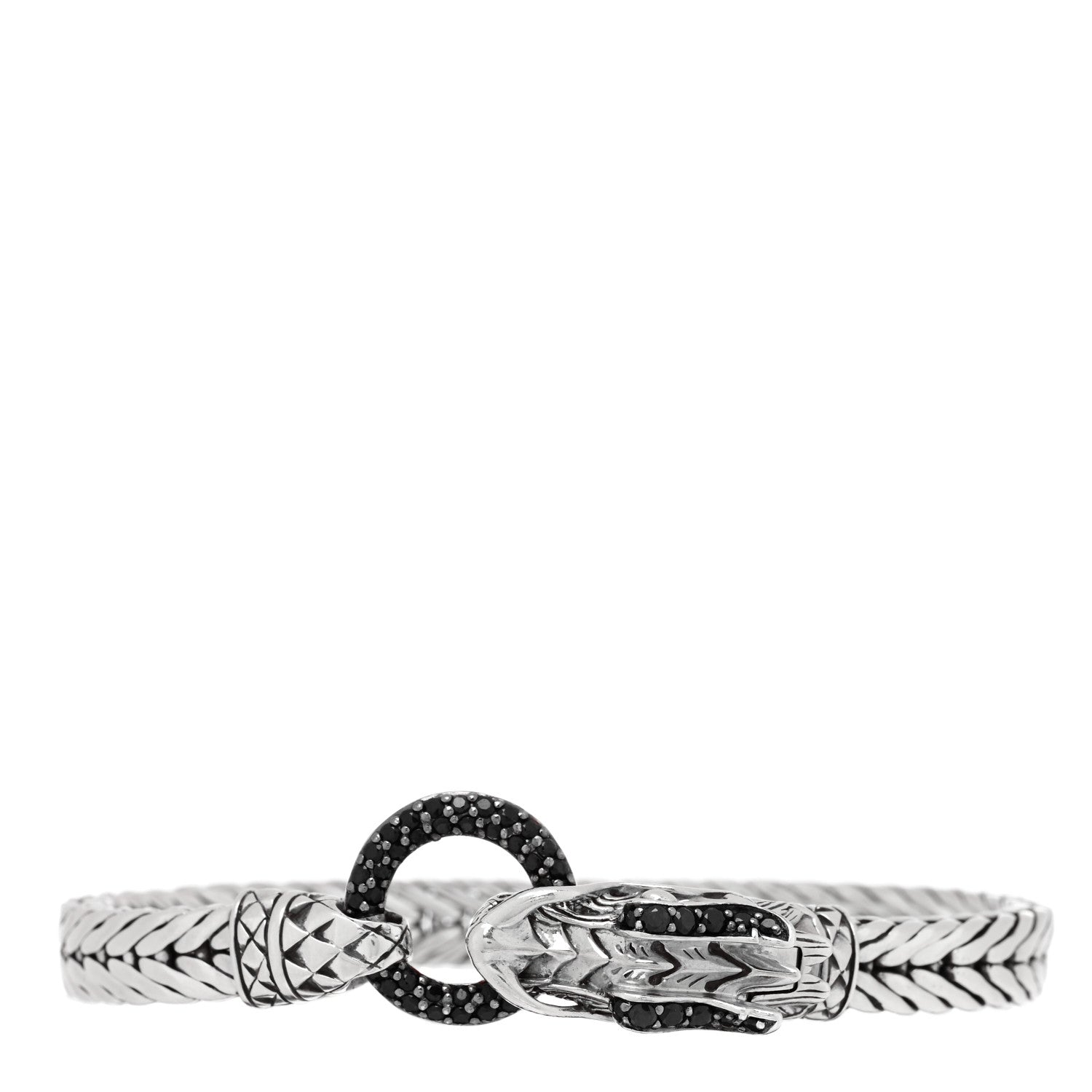 John Hardy Sterling Silver Black Sapphire Black Spinel Naga Dragon Head Bracelet 1 of 3