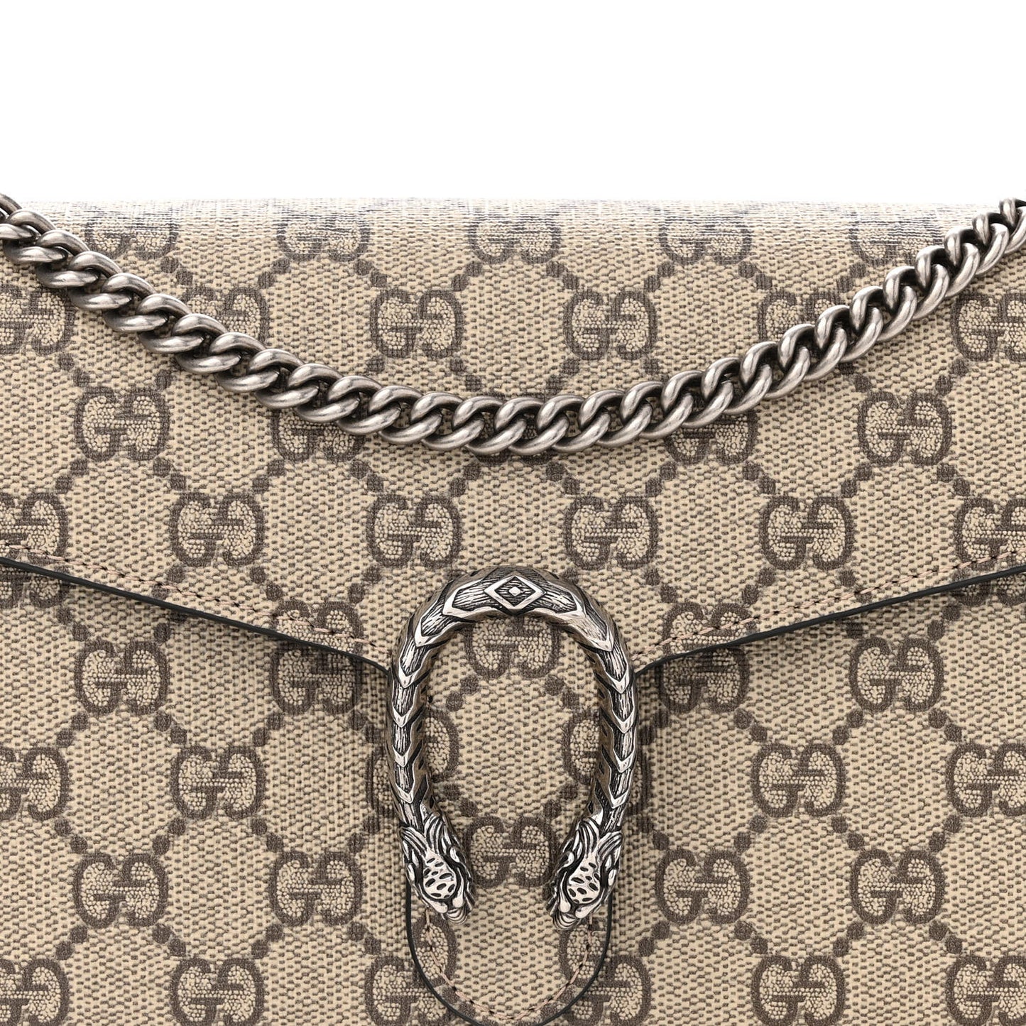 GG Supreme Monogram Mini Dionysus Chain Wallet Beige Black