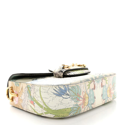 Gucci New Shangai Calfskin Tiger Savanah Web Mini Horsebit 1955 Shoulder Bag Chalky White Multicolor 4 of 10