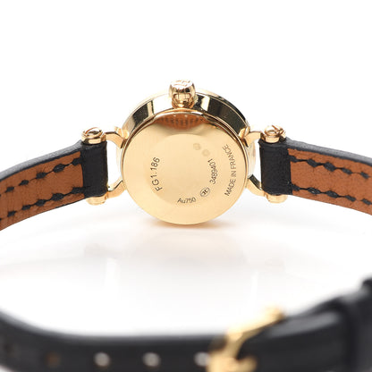 Hermes 18K Yellow Gold Barenia Diamond 16mm Faubourg Quartz Watch Noir 4 of 5