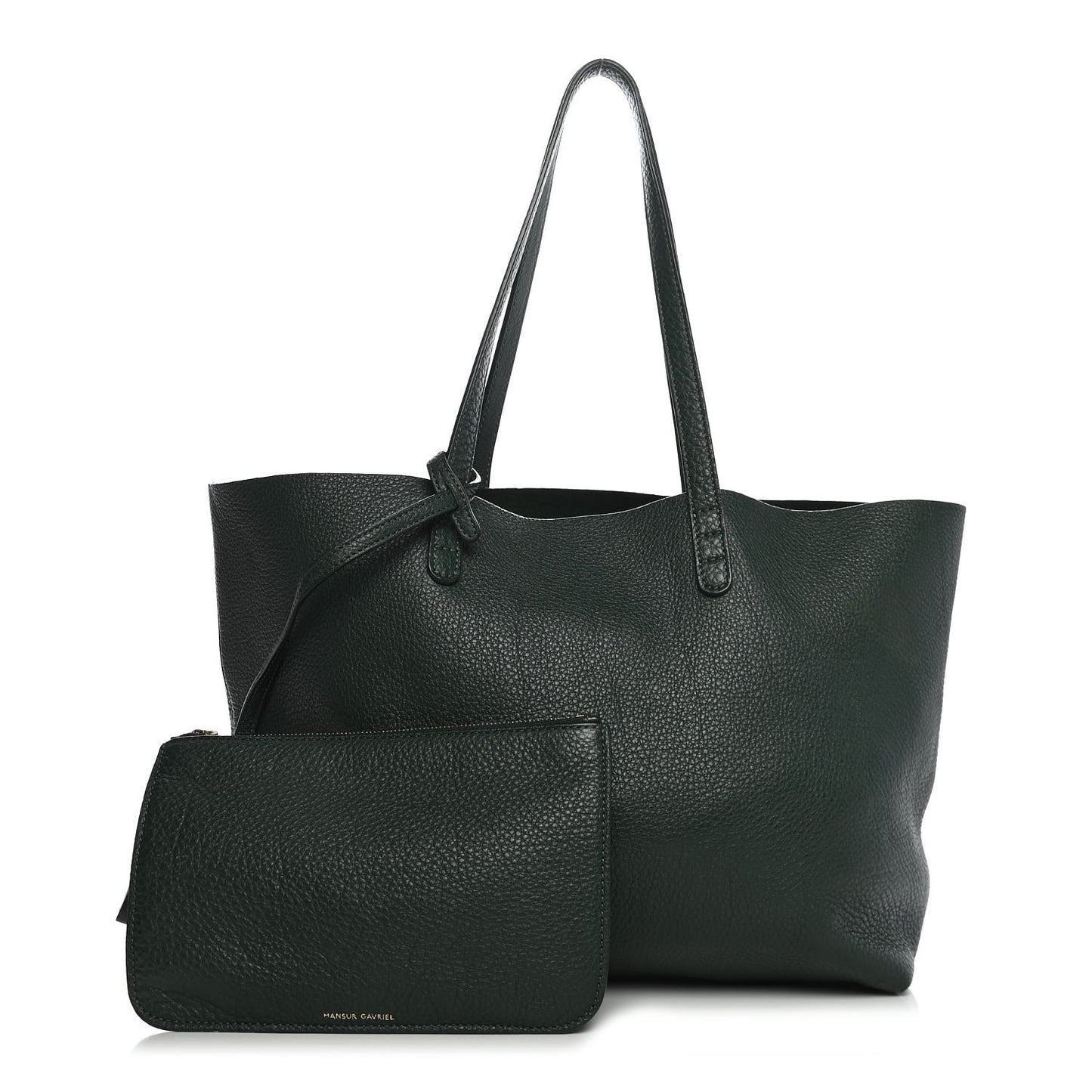 Tumbled Calfskin Small Shopping Tote Green