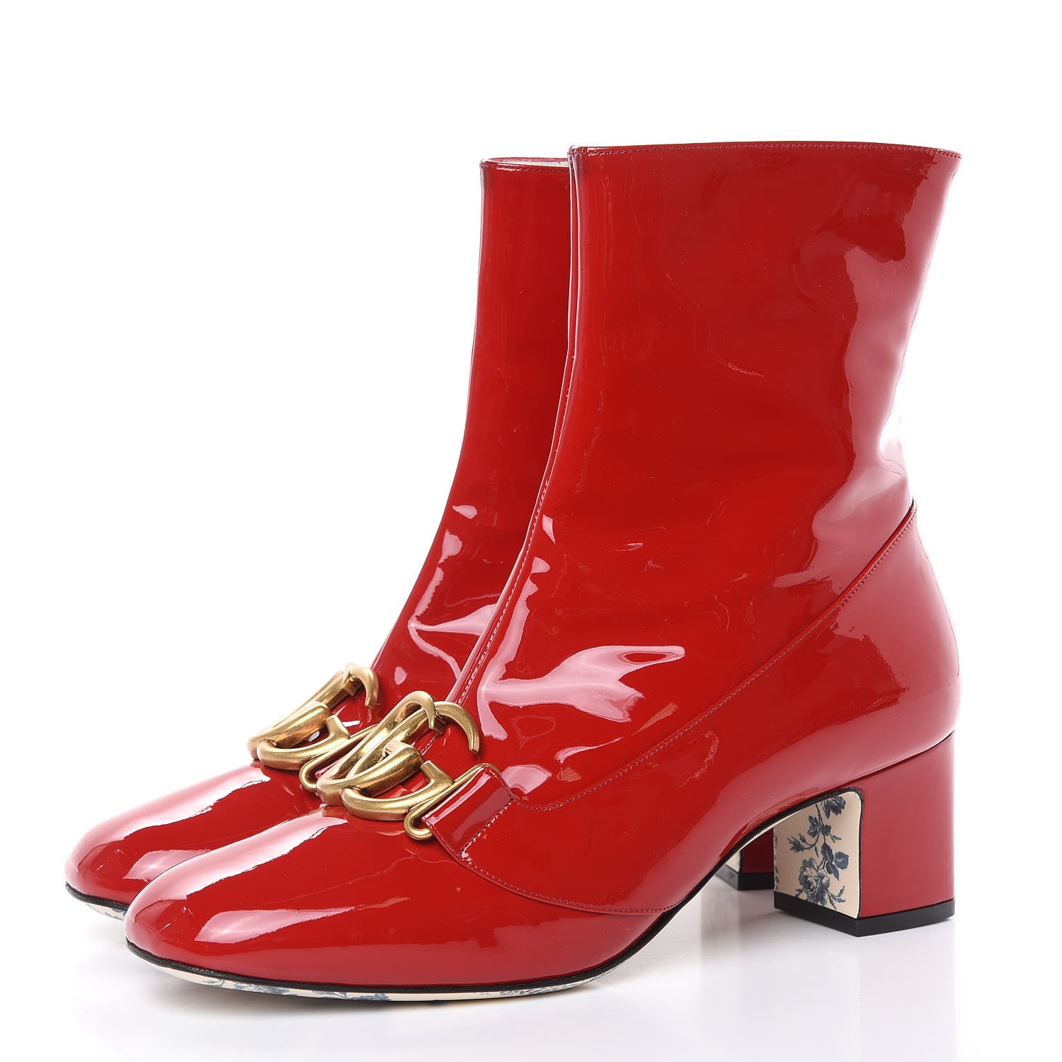Gucci Vernice GG Victoire 55mm Ankle Boots 39 Hibiscus Red 3 of 13